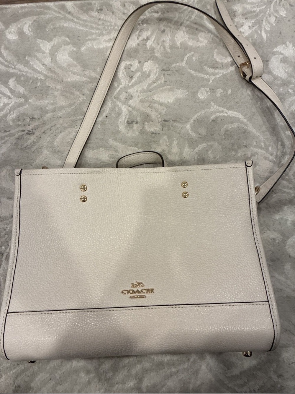 Coach White Pebbled Leather Crossbody Shoulder Bag